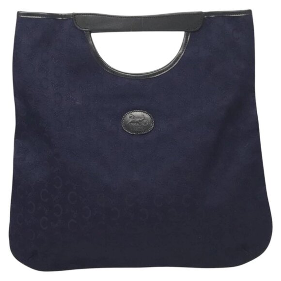 CELINE C Sulky Hand Bag Canvas Navy Auth ti3127 - Picture 2 of 16